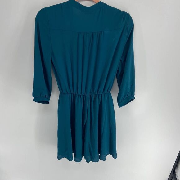 Brigitte Bailey Faux Teal Blue Wrap Long Sleeve Mini Dress Womens small - Picture 5 of 7